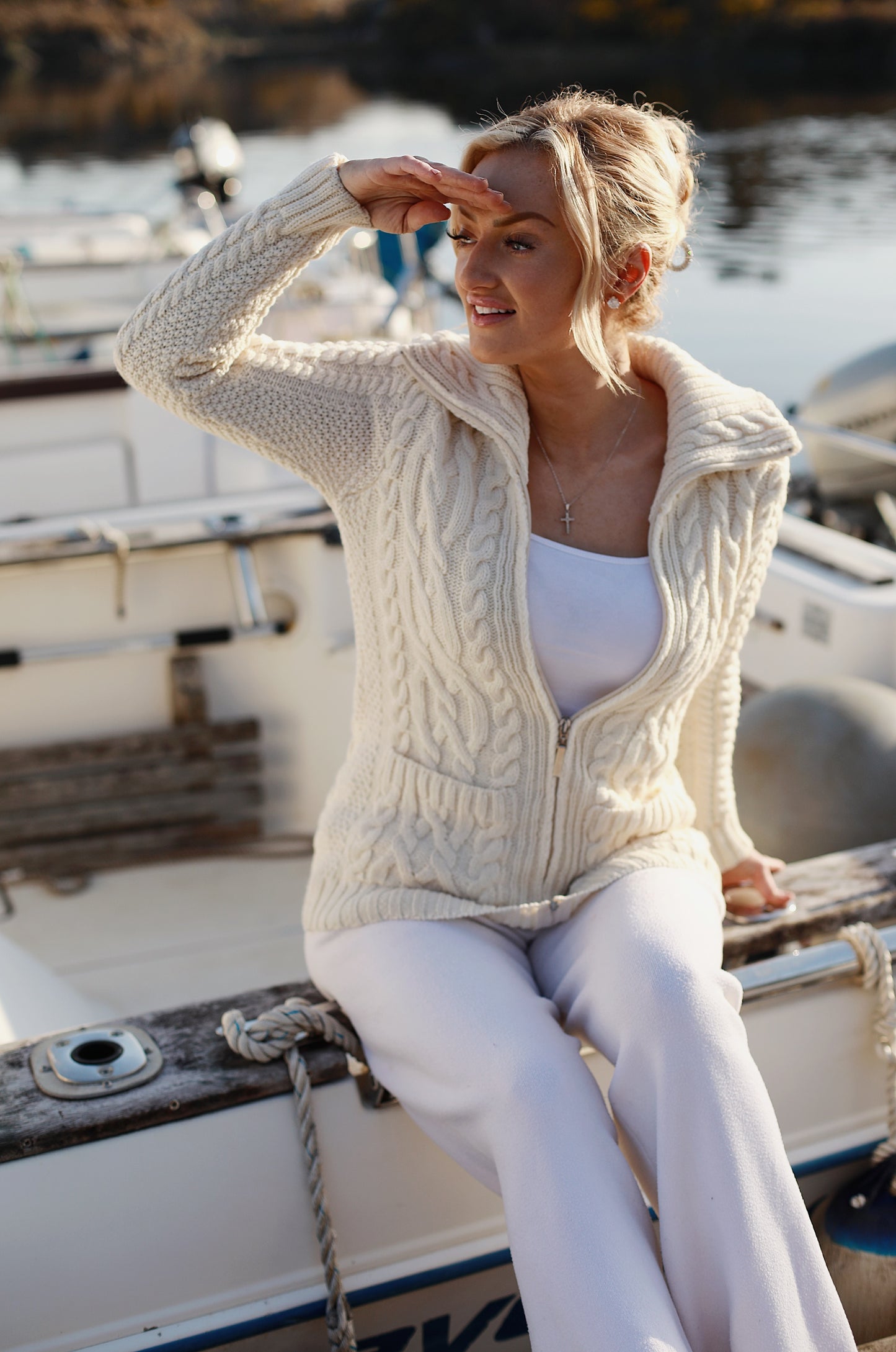 The Original Aran Shawl Collar Cardigan – 100% Merino Wool