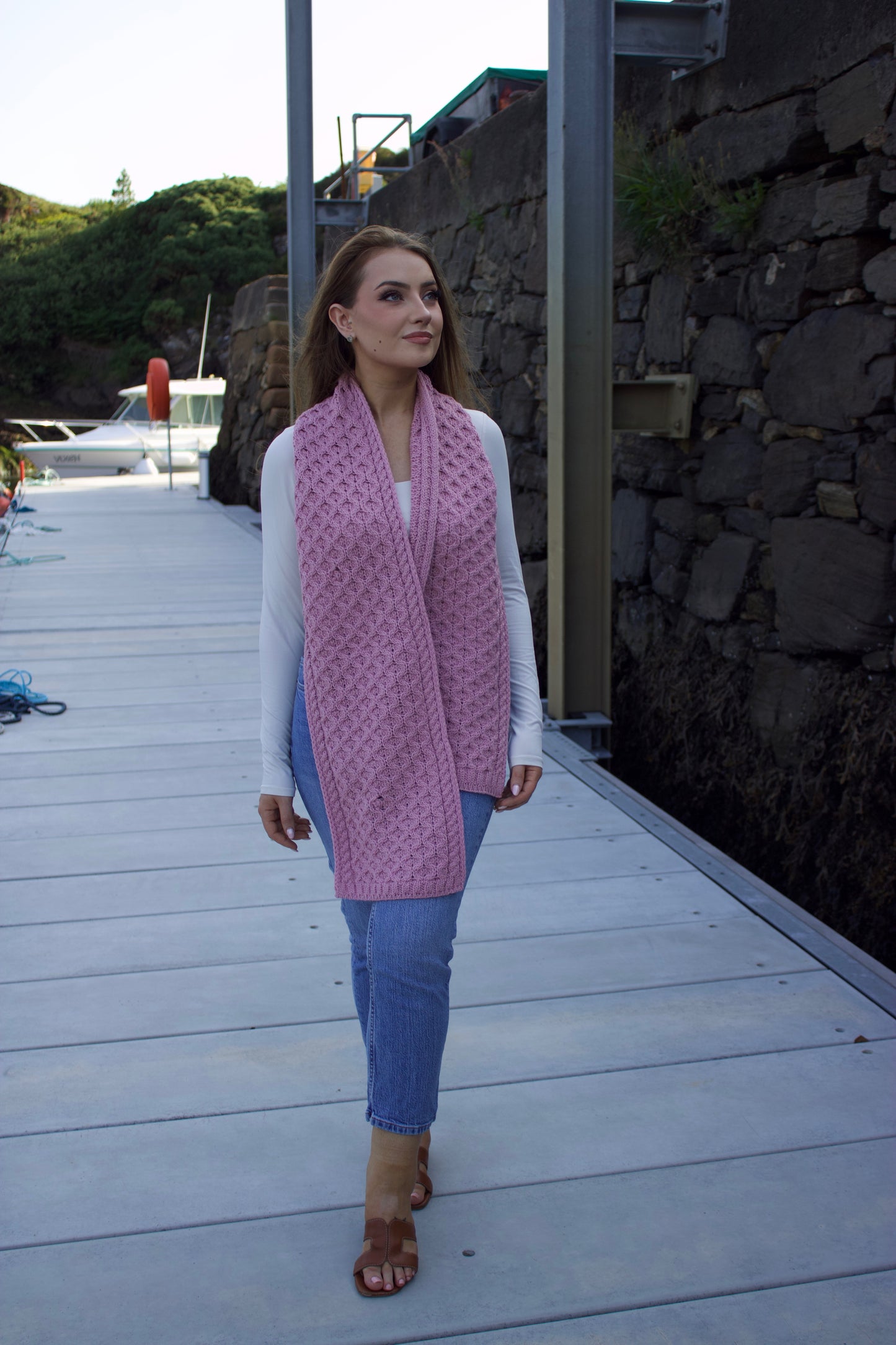 Blush Pink Merino Wool Hat & Scarf Set