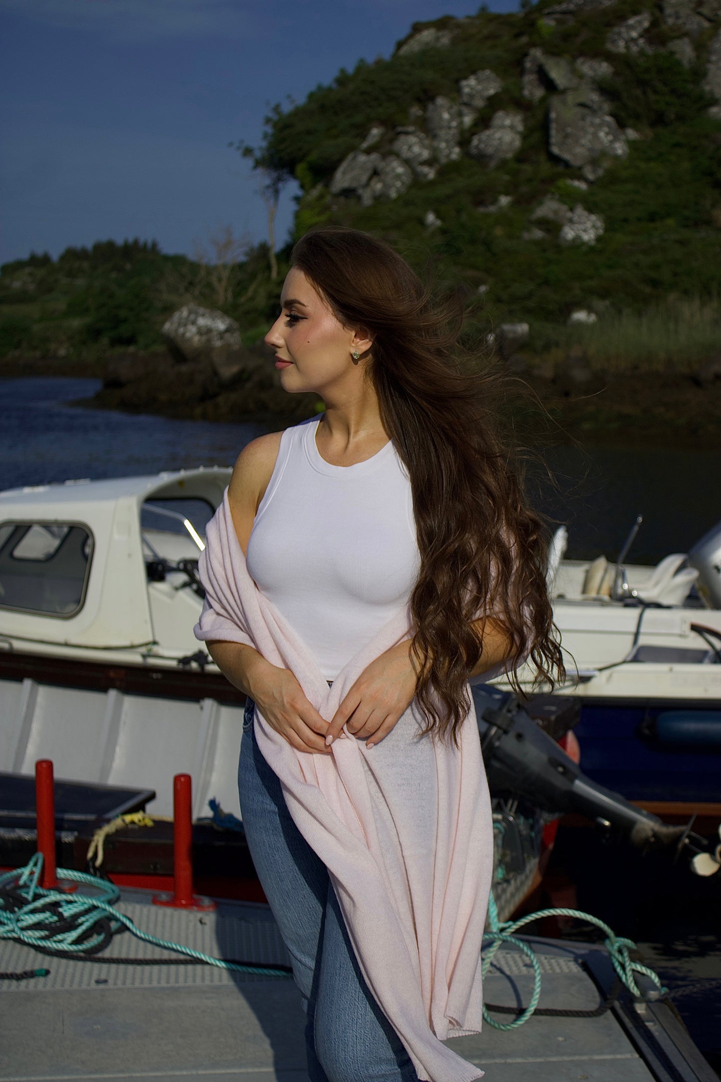 100% Cashmere Wrap – Coastal Pink