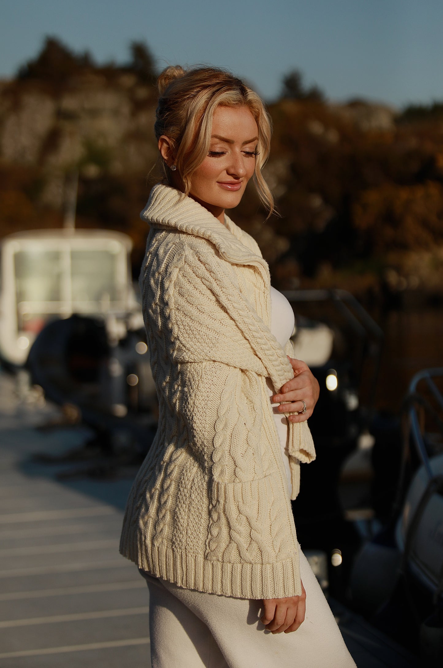 The Original Aran Shawl Collar Cardigan – 100% Merino Wool