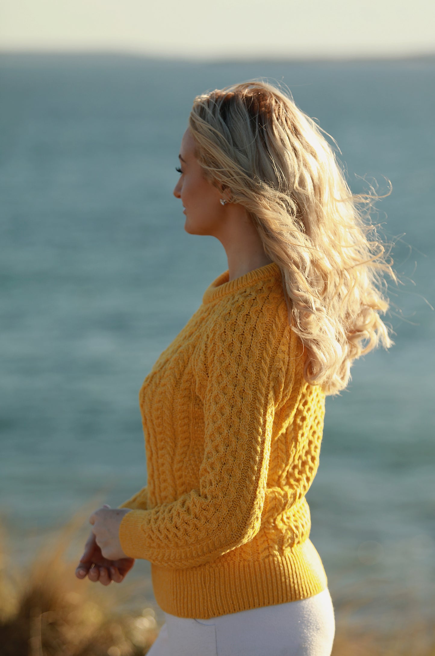 Aran Knit Crewneck – Mustard