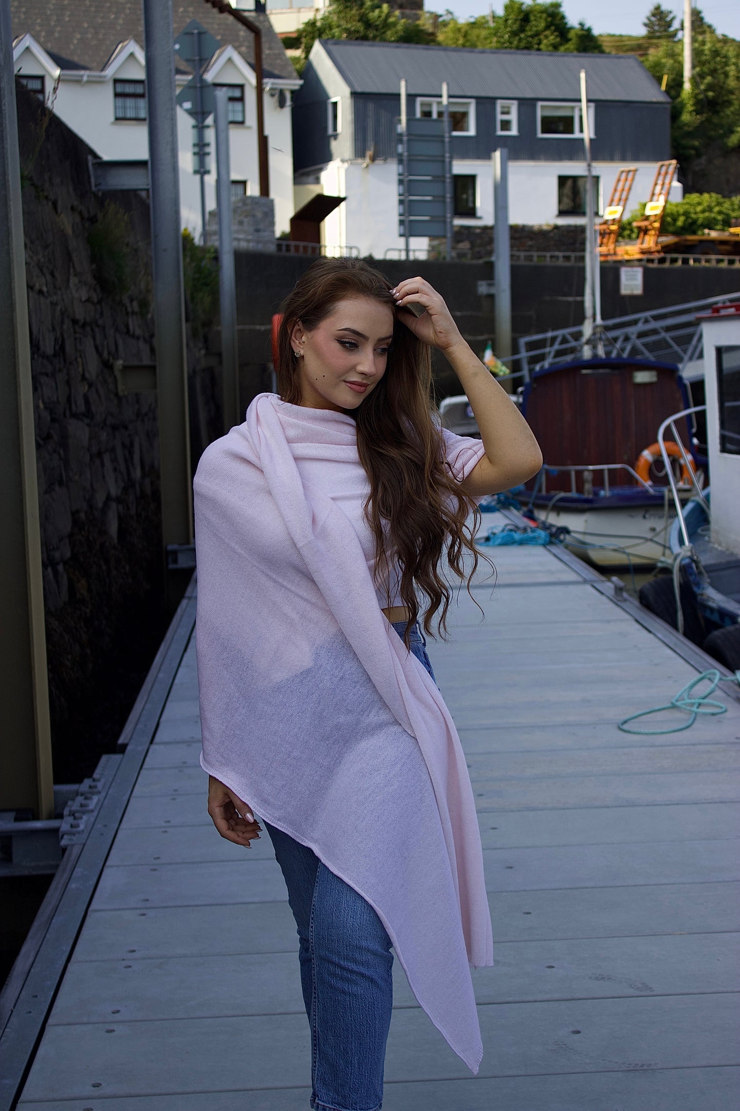 100% Cashmere Wrap – Coastal Pink