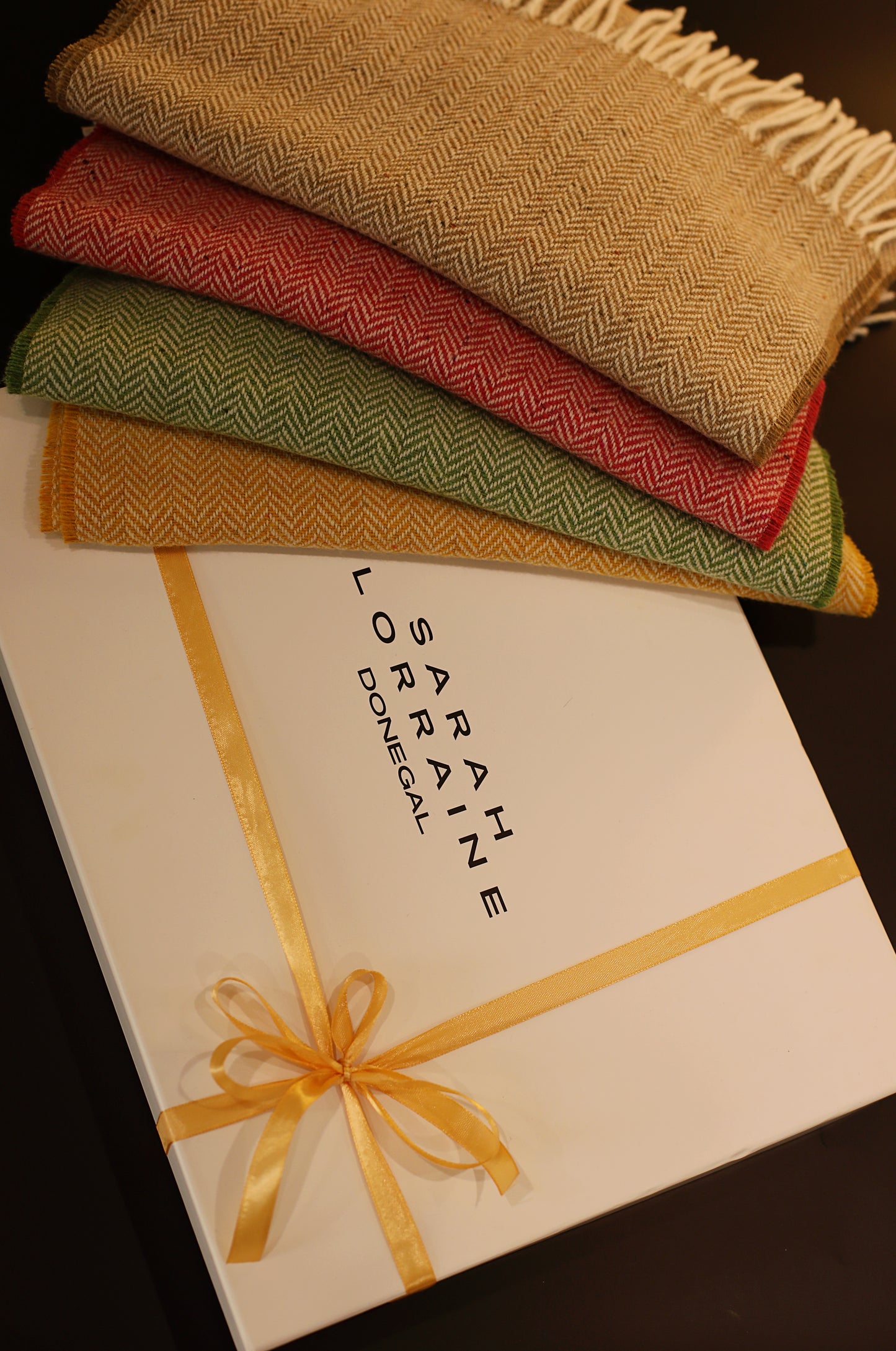 Luxurious Handcrafted Cashmere Blend Herringbone Scarf in Beige