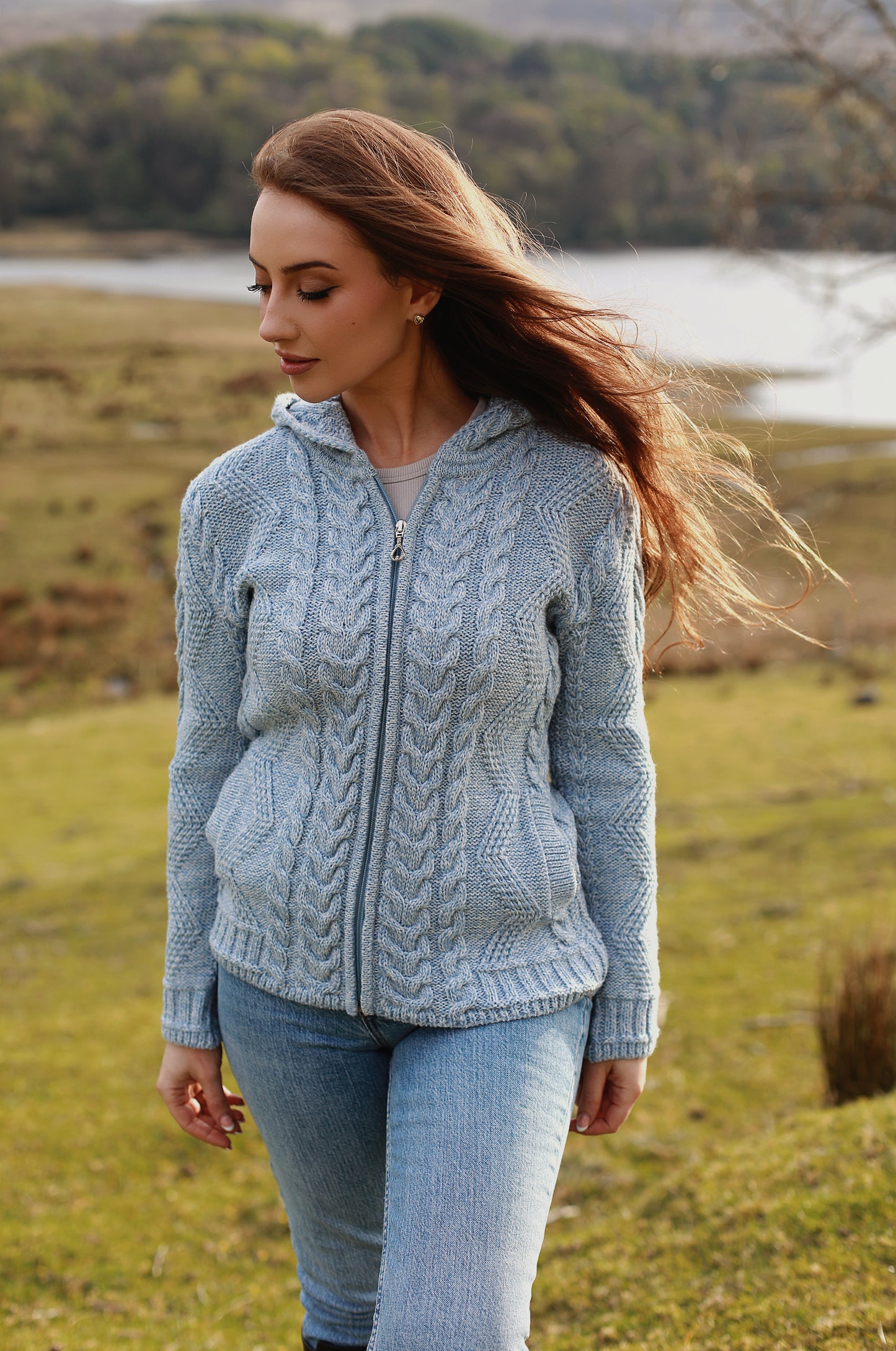 Aran Zip Coat – 100% Merino Wool