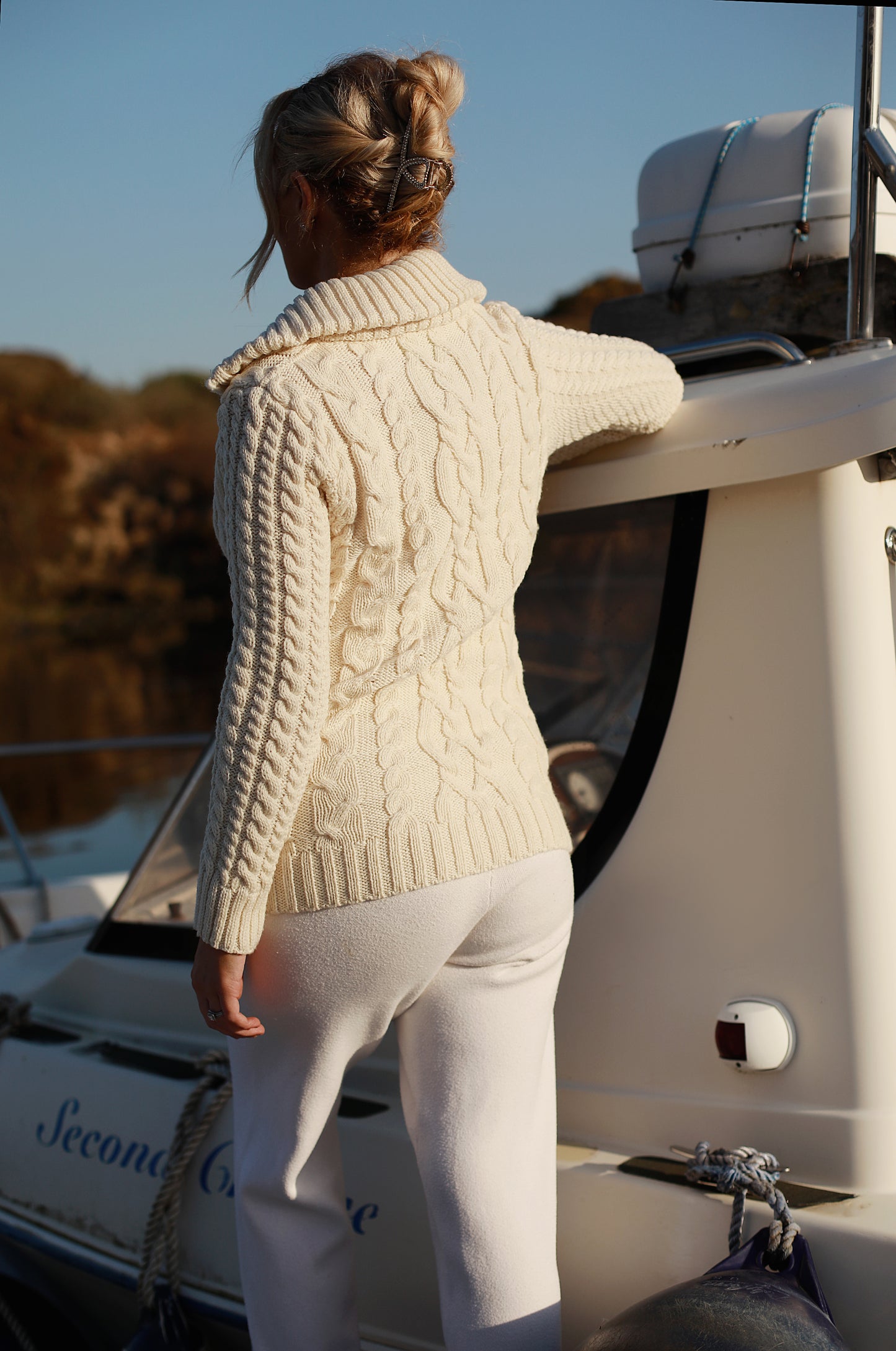 The Original Aran Shawl Collar Cardigan – 100% Merino Wool