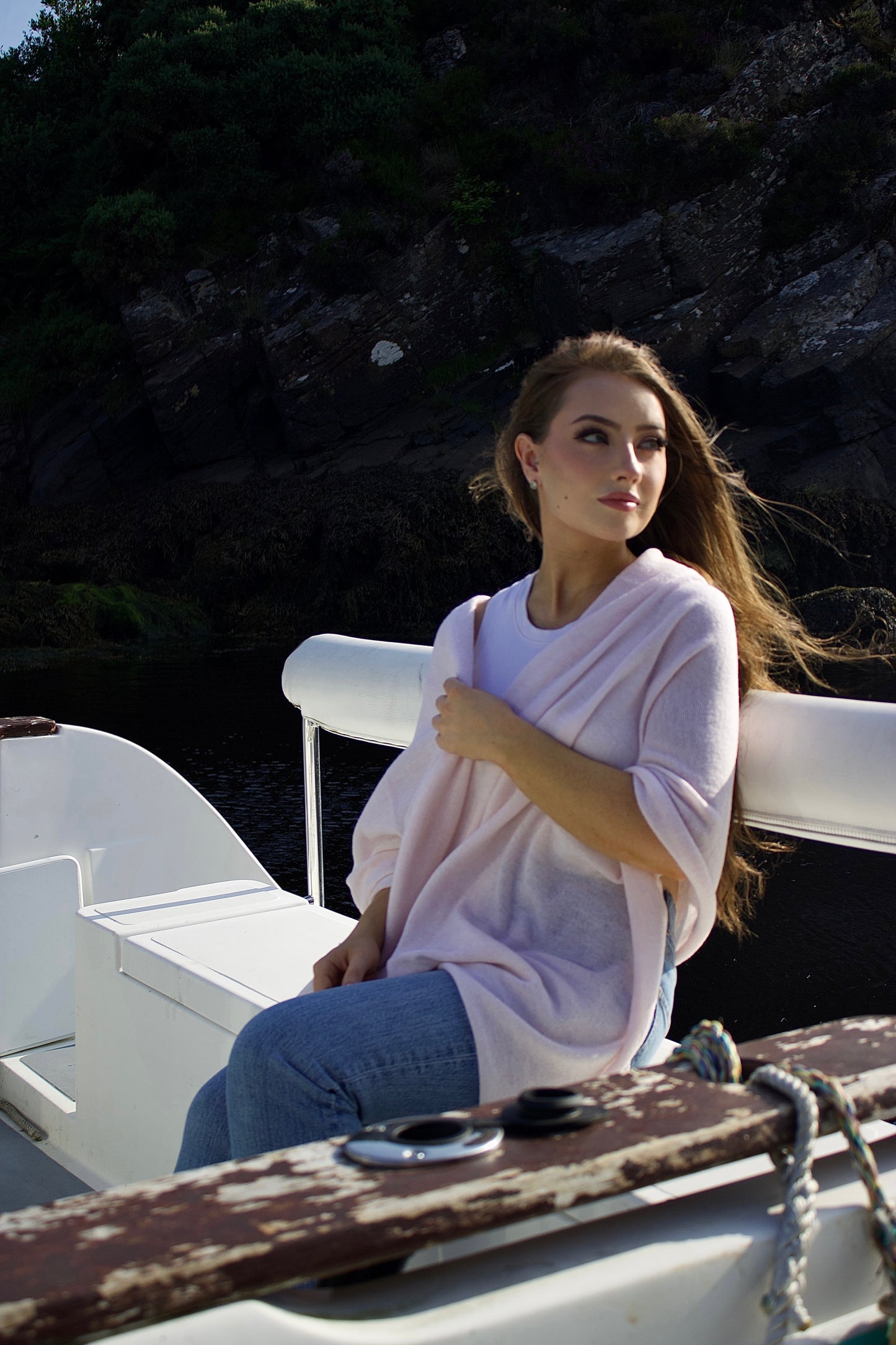 100% Cashmere Wrap – Coastal Pink