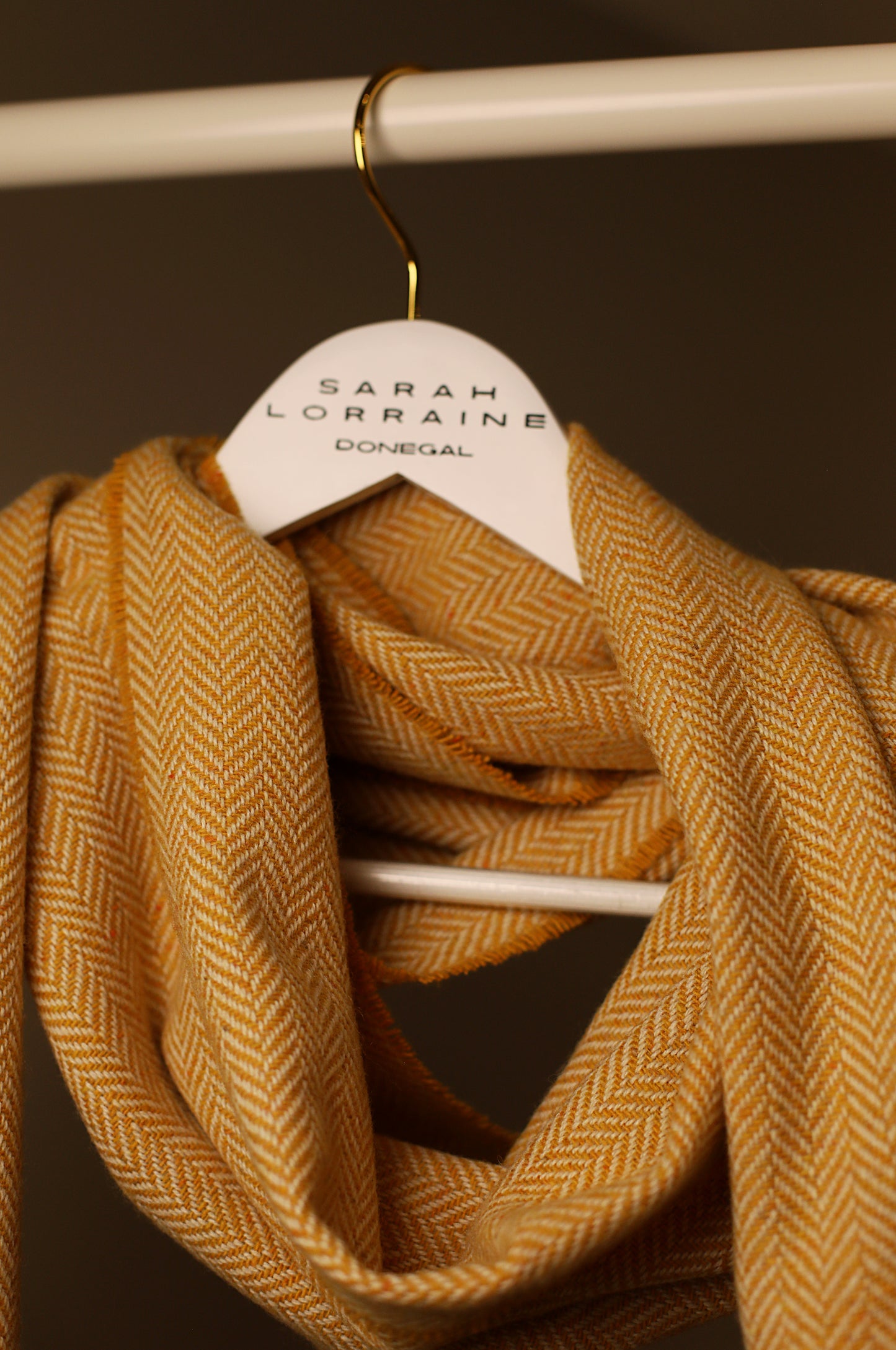 Luxurious Handcrafted Cashmere Blend Herringbone Scarf in Butter Yellow