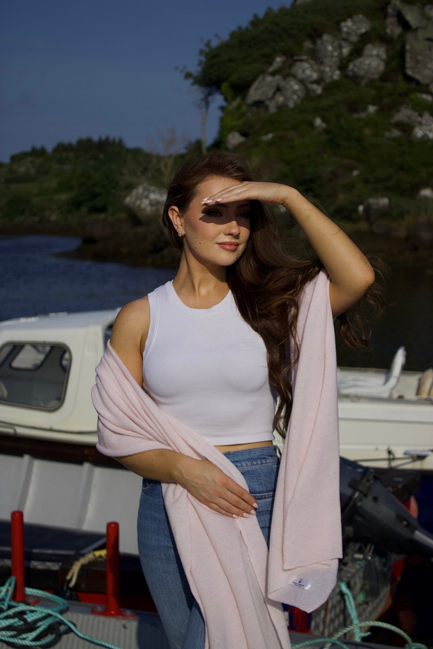 100% Cashmere Wrap – Coastal Pink