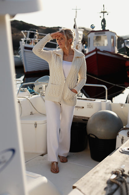 The Original Aran Shawl Collar Cardigan – 100% Merino Wool