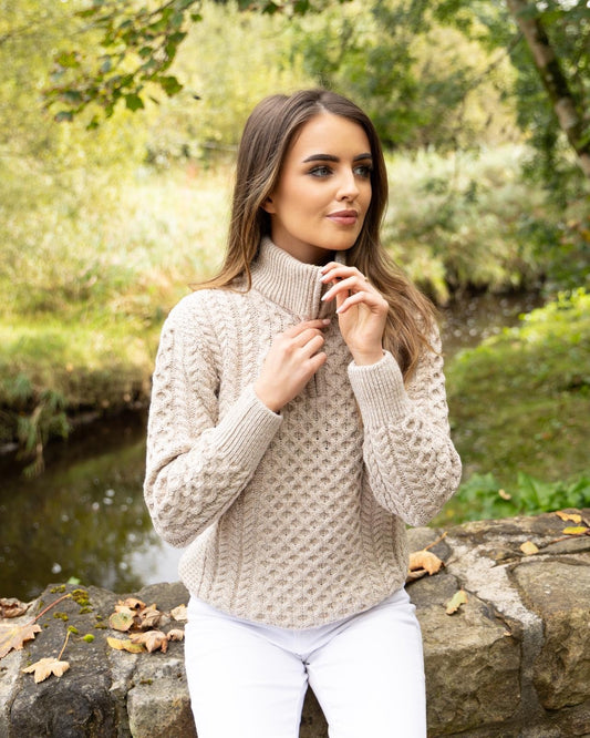 Women’s Half Zip Sweater Beige