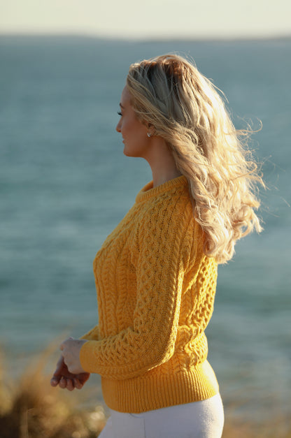 Aran Knit Crewneck – Mustard