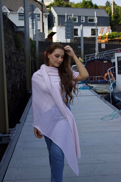 100% Cashmere Wrap – Coastal Pink
