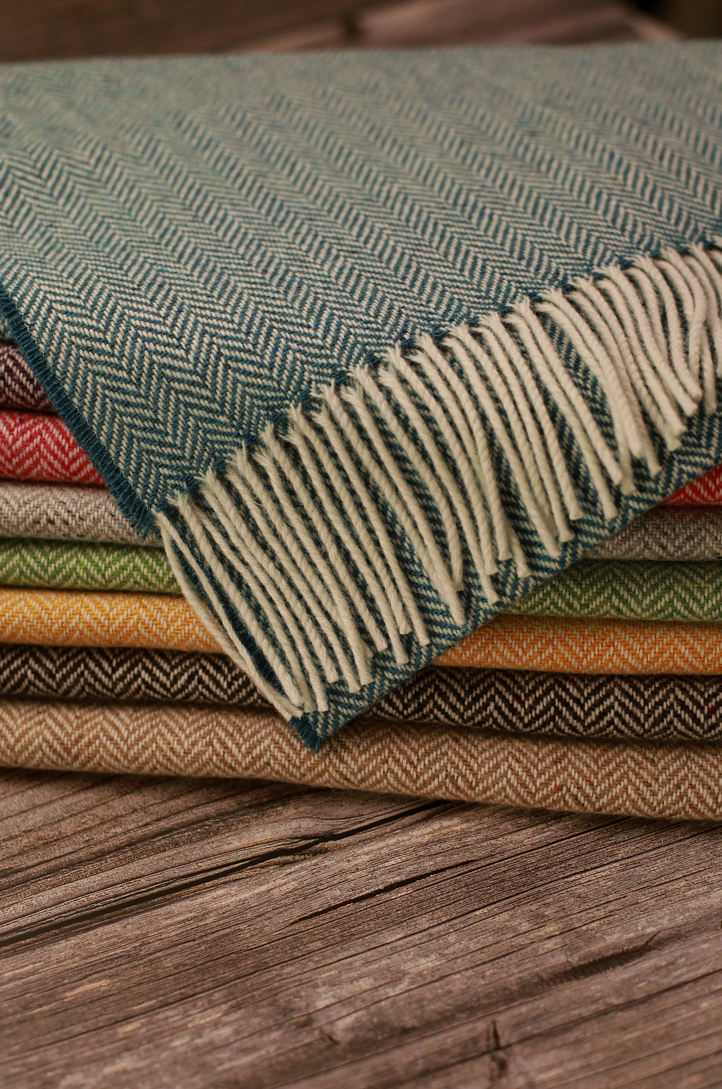 Luxurious Handcrafted Cashmere Blend Herringbone Scarf in Ocean Teal