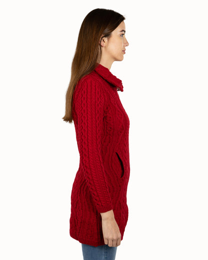 Aran Sweater Coat – Red