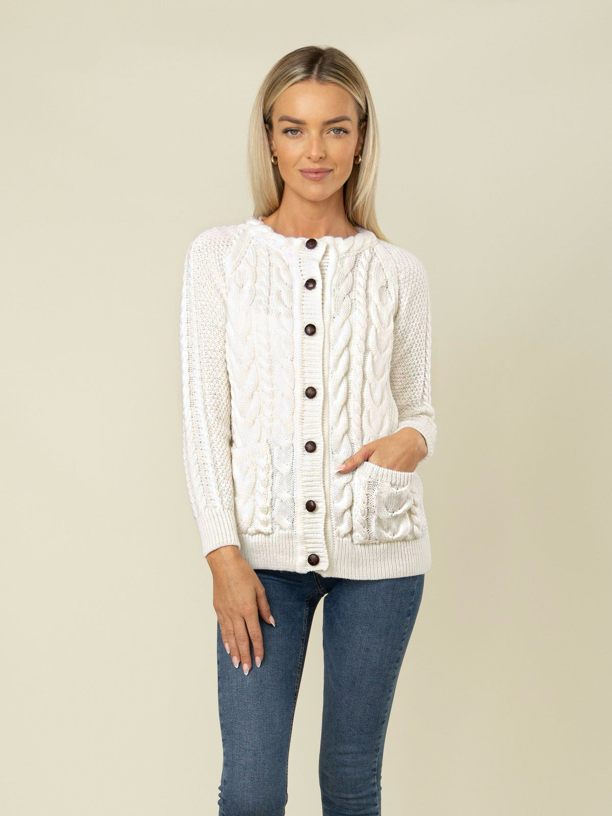 The Aran Cardigan — Ivory