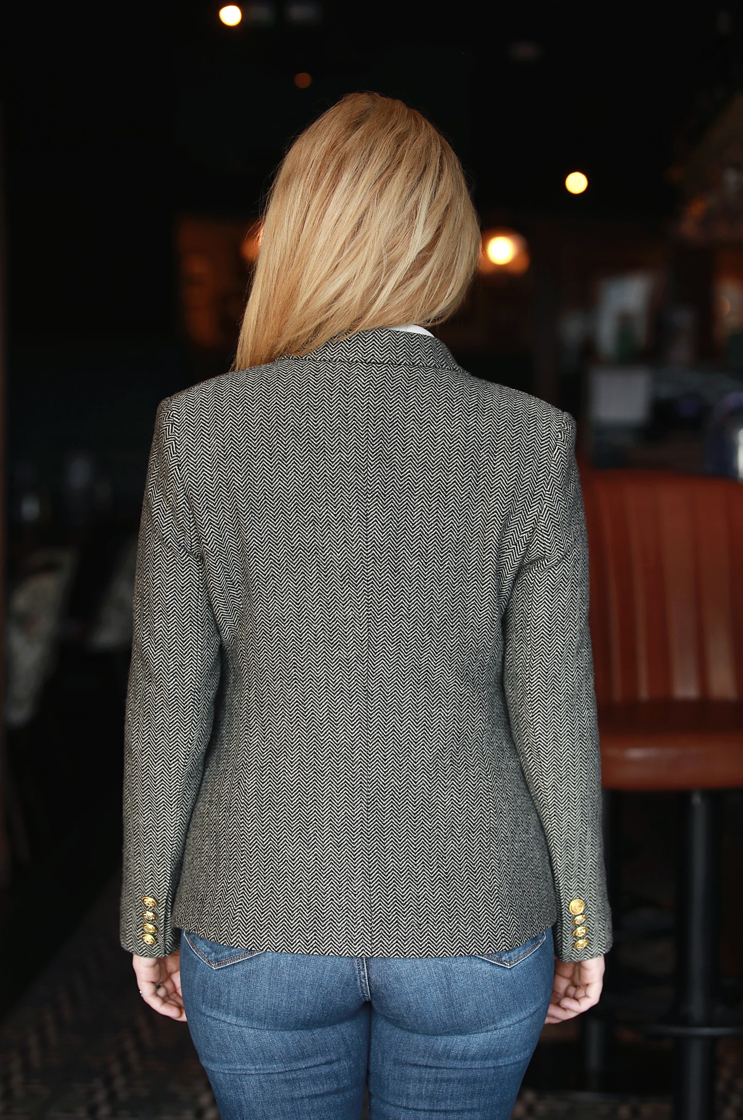 The Donegal Blazer – Black & White Herringbone
