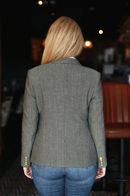 The Donegal Blazer – Black & White Herringbone
