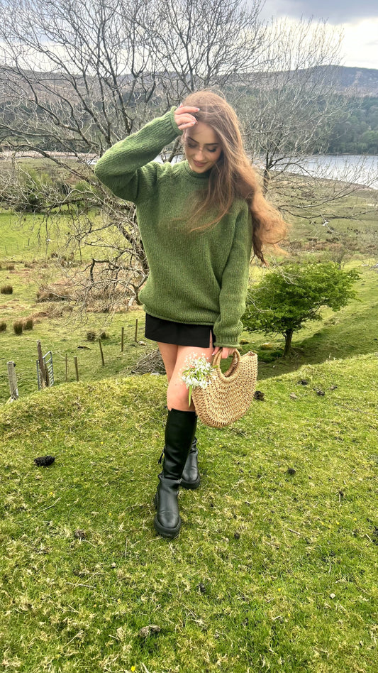 Án Dún Lúiche Moss Sweater – 100% Merino Wool