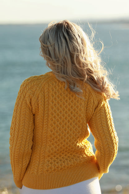 Aran Knit Crewneck – Mustard