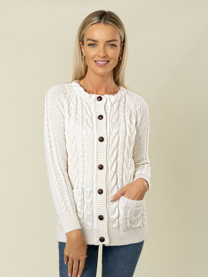 The Aran Cardigan — Ivory