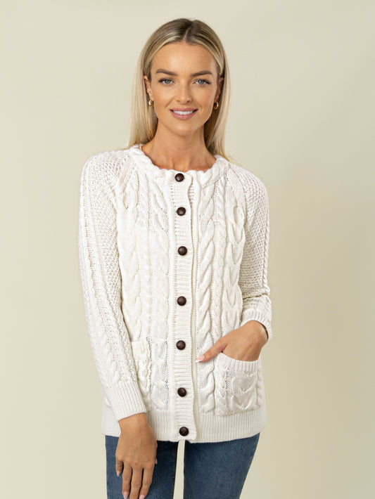 The Aran Cardigan — Ivory