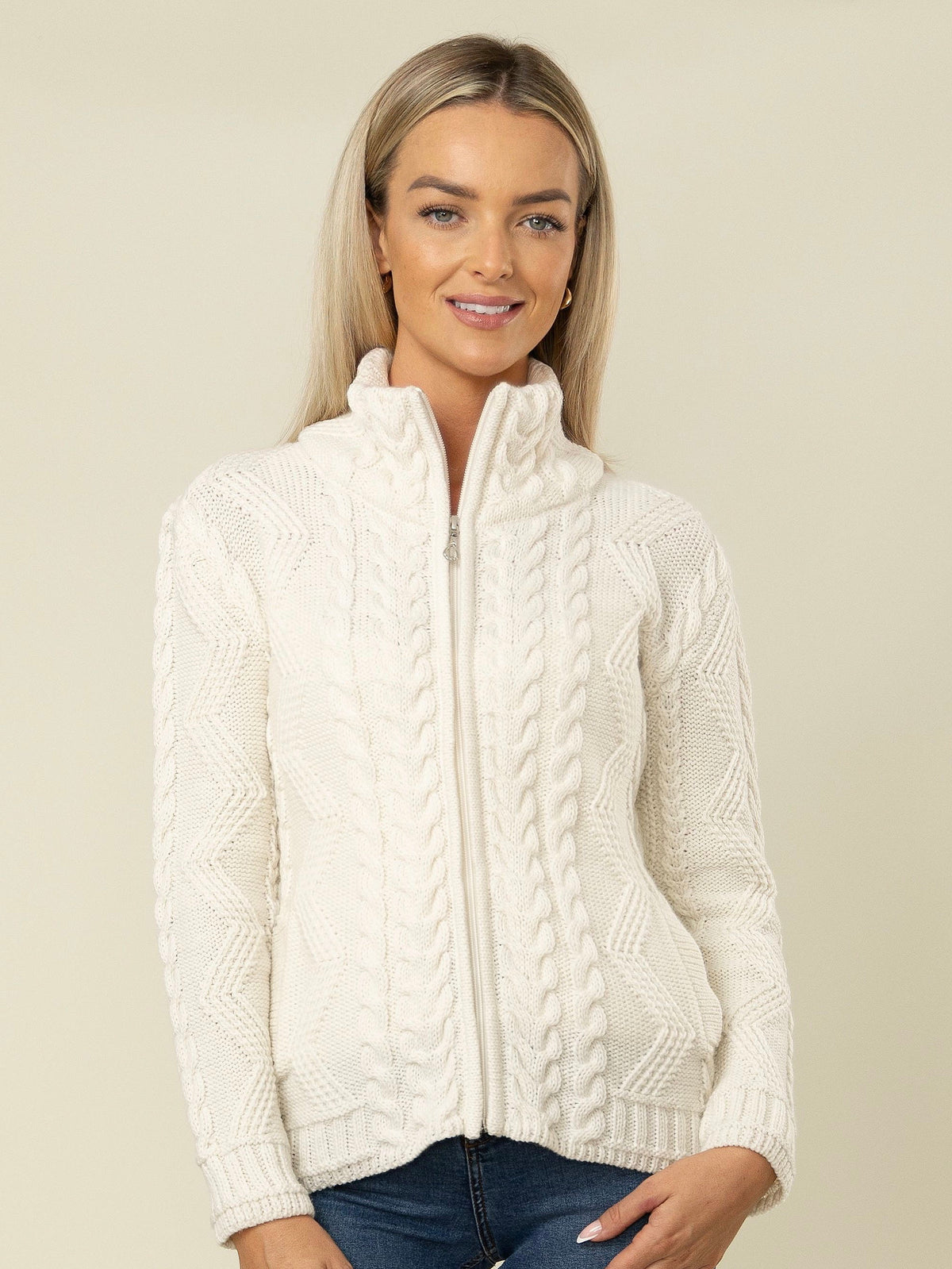 The Claddagh Aran Knit Jacket — Ivory