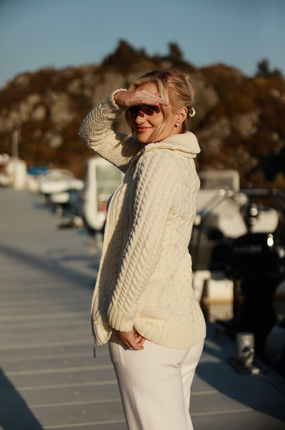 The Original Aran Shawl Collar Cardigan – 100% Merino Wool