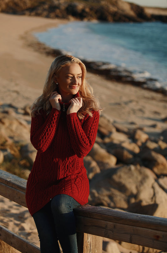 Aran Sweater Coat – Red