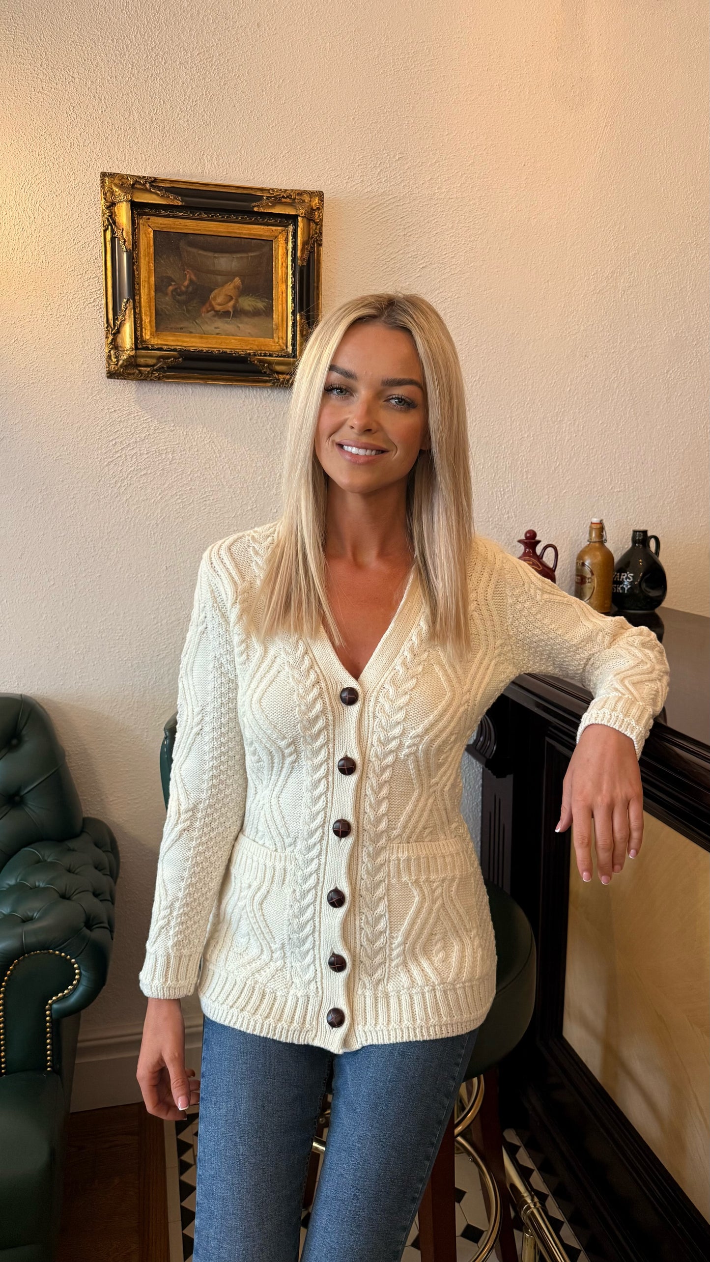 Ivory Merino Wool Cardigan