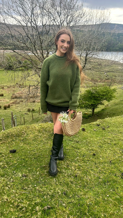 Án Dún Lúiche Moss Sweater – 100% Merino Wool