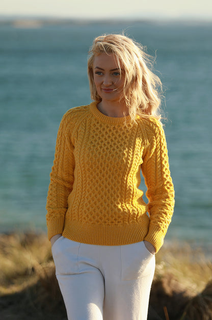 Aran Knit Crewneck – Mustard