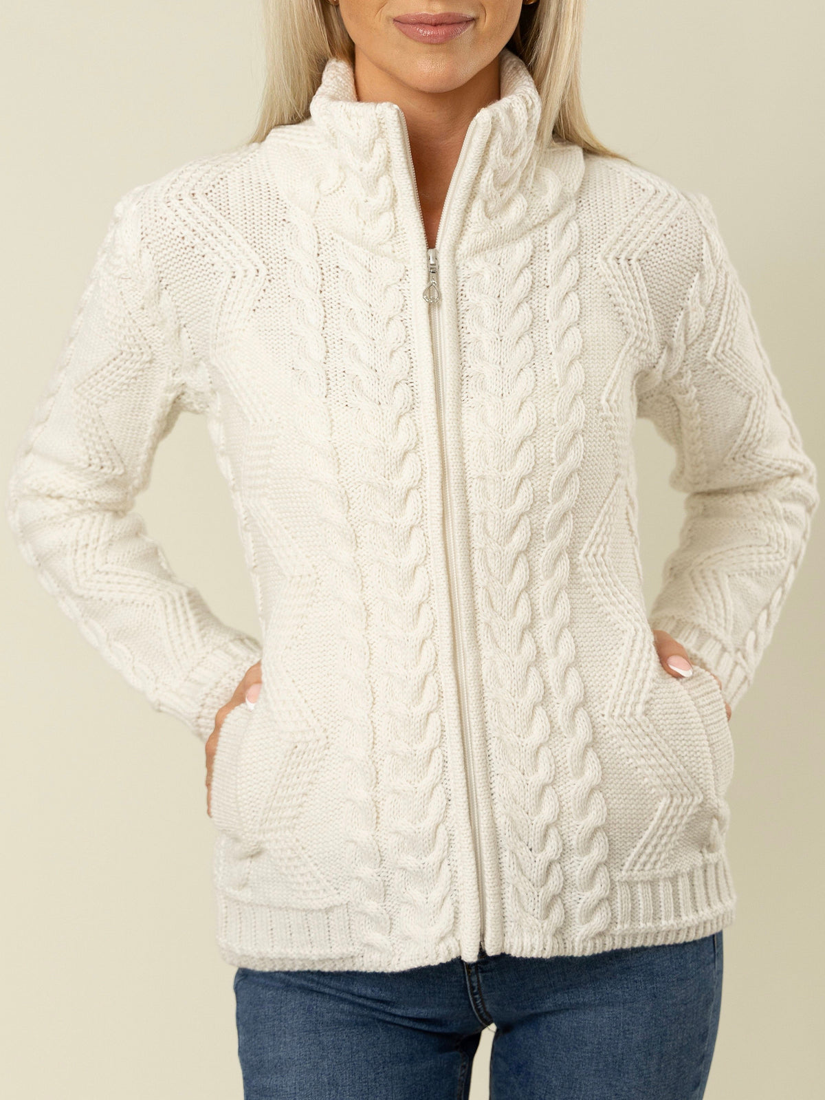 The Claddagh Aran Knit Jacket — Ivory