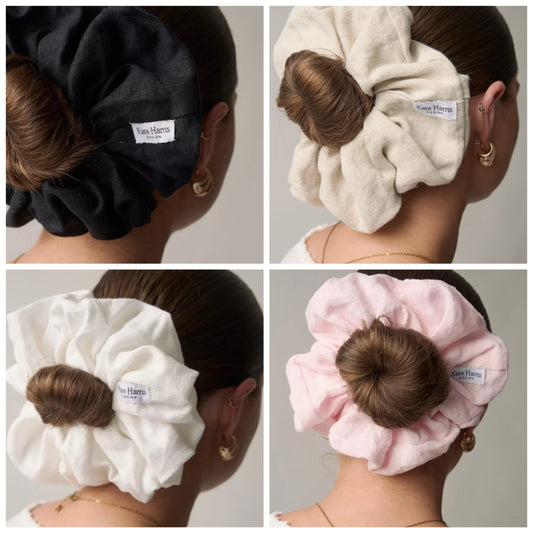 Irish Linen Scrunchie – Pink | Kate Harris Design