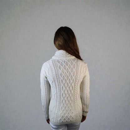 Classic Cream Aran Side Zip Jacket