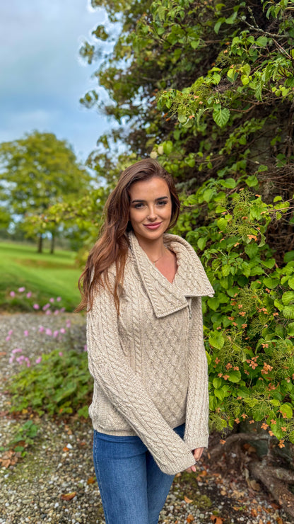 Classic Aran Side Zip-Biscotti