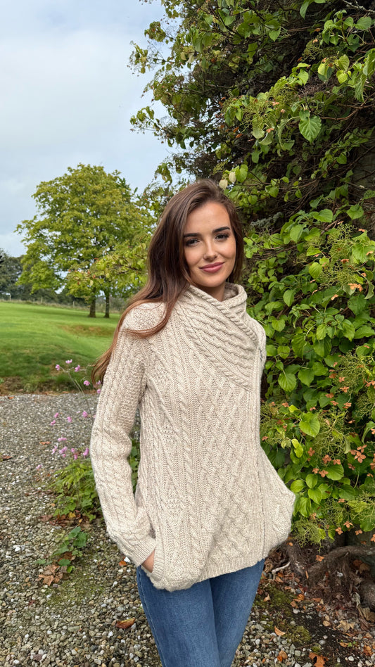 Classic Aran Side Zip-Biscotti