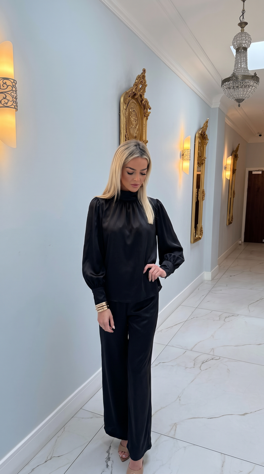 The Luxury Satin Trousers | Black